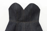  MQTIME  -  Women Denim Jacket Pants Sets Long Sleeve Blazer Coat Strapless Vests Straight Trousers Jeans Fashion High Street Outfit
