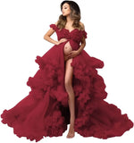 MQTIME  -  Puffy Ruffles Tulle Maternity Dresses for Photoshoot Gowns Baby Shower Dress Bridal Lingerie Robe vestidos para embarazadas