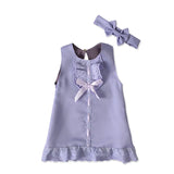 MQTIME  -  2Piece Sets Summer Toddler Girl Clothes Cute Bow Sleeveless Cotton Princess Dress+Bow Kids Dress Baby Newborn Items