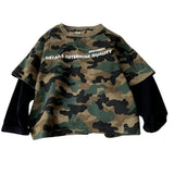 MQTIME  -  Boys T-shirt Spring and Summer New Childrens Clothing Korean Style Boys and Girls Casual Loose Camouflage Fake Two T-shirts