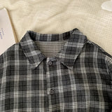 MQTIME  -  Boys Set Autumn Spring Kid Clothes Casual Simple Plaid Loungewear Long Sleeve Shirt Loose Pant Two Piece Set