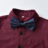 MQTIME  -  Christmas Boys Gentleman Clothing Sets Long Sleeve Bowtie Shirts+Suspenders Pants Kids Boy Formal Outfit Suits