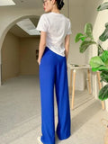 MQTIME  -  Solid Loose Wide Pants Woman New High Waist Fashion Straight Women's Pants Spring and Autumn Office Suit Trousers Womens