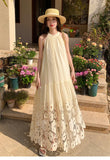 MQTIME  -  Women Summer Fashion Embroidery Flower Hollow Out Loose Fit Casual Bohemian Dress Sleeveless Sundresses Streetwear