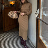 MQTIME  -  Elegance Knit 2 Piece-Set Women Turtleneck Pullover High Waist Skirt Sets Casual Commute Party Evening Female Outfits New
