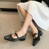 MQTIME  -  Women's Mary Jane Shoes Exquisite Rivet Square Head Low Heels for Woman Elegant French Casual Shoes Designer Shoes Zapatos Mujer