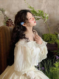 MQTIME  -  Women Maternity Dress for Photoshoot White Elegant Off-shoulder French Style Lace Pregnancy Dresses for Studio Photography