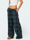 MQTIME  -  Women's Elastic Waist Baggy Pants Spring Summer Striped/Plaids/Letter Heart Print Wide Leg Lounge Bottoms Casual Trousers