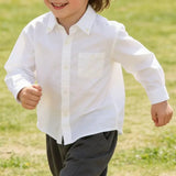 MQTIME  -  Boy's Linen Shirt Daily Casual Turn-Down Collar Long Sleeved Top College Spring Breathable Skin-Friendly Cotton-Linen Shirts