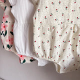 MQTIME  -  Summer Fashion Newborn Flower Fly Sleeve Bodysuit Cotton Cute Boy Girl Infant Floral Print Loose Onesie Baby Casual Clothes