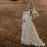 MQTIME  -  Maternity Photography Dress Ethereal Floral Chiffon Dresses Feminine Portrait Photo Shoot  Clothing Boho Pregnant D