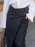 MQTIME  -  Women's Solid Color Commuter Pants 2025 Summer New High Waist Asymmetric Wide Leg Trousers Casual Streetwear Pants