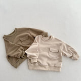  MQTIME  -  Autumn New Children Long Sleeve Sweatshirt Solid Boys Girls Cotton Loose Pullover Kids Casual Pocket Tops Baby Clothes