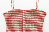  MQTIME  -  Women Elegant Red Plaid Skrit Sets Short Sling Top Camis High Waist Midi Skirts Summer Casual Holiday Beach Outfits