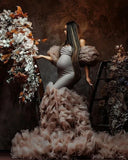 MQTIME  -  Mermaid Prom Dress Sweetheart Detachable sleeves Pregnancy Photography Props  Fitted Ruched Customized Maternity Dress For Photo