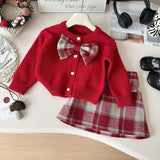 MQTIME  -  Girls Suits Autumn Winter Sweaters Cardigans+Skirt Fashion Baby Girl Clothes Sets Fall Princess Children Casual Clothing 2-7Yrs