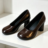 MQTIME  -  Vintage Round-Toe Chunky-Heel Women's Pumps and Heels Comfortable Loafers Designer Mary Jane Shoes Elegant Party Dress Shoes