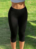 MQTIME  -  New Women's Y2K Street Style Black Slim-fit Cropped Pants
