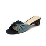 MQTIME  -  Women's Fashion Color Block Sexy Open Toe High Heel Sandals Summer PU Leather Outdoor Casual Party Dress Women's Slippers