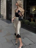 MQTIME  -  Fashion Lace Patchwork Long Skirt Women's Slim High Waist Commute Elegant Party Y2k Skirt Female Summer Maxi Skirt