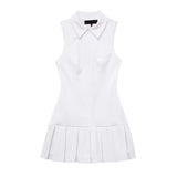 MQTIME  -  Women's Blouses Dress Turn Down Collar Solid Color Straight Sport Dresses Mujer Regular Fit White Causal Vestidos