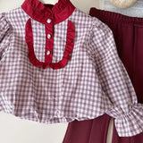 MQTIME  -  Girls Clothes Sets Autumn Spring Long Sleeve Plaid Shirt+Pants Fashion Korean Children Suits Fall Kids Baby Girl Clothes 2-8Yrs