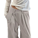  MQTIME  -  Spring Minimalist Commuting Suede Loose High Waisted Casual Design Suit Pants for Women