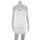 MQTIME  -  Summer New White Pleated V-neck Slim Hip Dress Feminine Hot Girl Slip Skirt
