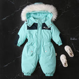 MQTIME  -30℃ Winter Infant Rompers Clothes New Kids Waterproof Hooded Girl Boy Overalls Ski Suit Baby Thick Warm Bodysuit Jacket