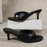 MQTIME  -  New Women's Summer Sandals Square Headed Herringbone PU Leather Slippers Shoes Sexy High Heel Sandals Women Shoes Sandalias