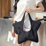 MQTIME  -  Y2K Street Style Women Star Shaped Underarm Tote Bag Creative Solid Color Novelty Design Large Capacity Daily Travel Handbag