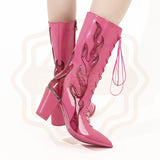 MQTIME  -  New Arrival Womens Shoes Fashion Pointed Head High Heel Boots for Woman Exquisite Motorcycle Boots Designer Shoes Botas De Mujer