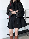 MQTIME  -  High-quality Oversized Stand-collar Trench Coat for Women, Lazy Style Minimalist Outerwear