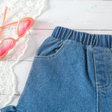 MQTIME  -  2Piece Summer Baby Clothes Toddler Girl Outfits Set Korean Fashion Big Bow Tops+Denim Shorts Children Boutique Clothing