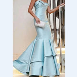 MQTIME  -  Fashion Sleeveless strapless mermaid floor length ball gown evening gown for ladies skirt Open Back Evening Dresses