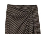  MQTIME  -  Elegant Plaid Long Skirts For Women Fashion Ruched New High Waist Midi Skirt High Street Casual Chic Party Skirts Mujer ﻿ ﻿