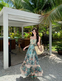 MQTIME  -  Beach Boho Floral Midi Dress Women Casual Y2k Clothing Bodycon Sexy Dress Even Party One Piece Dress Korean Fashion Sleeveless