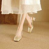 MQTIME  -  Square Toe Design Patent Leather Women Shoes Chunky Heels Summer Women's Pumps Slingbacks Candy Colors Sandals for Women WSH5310