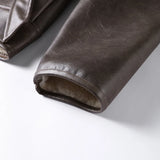 MQTIME  -  Fashion Retro Leather Women's Coat Winter Warm Windproof Plush Lining Coats with Belt Women Solid Turndown Collar Outerwears