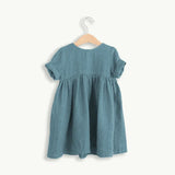 MQTIME  -  New Fashion Girls 100% Cotton Dress Solid Color Children's Casual Short-Sleeve Pleated Dresses WT016