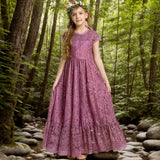 MQTIME  -  Princess Girls Lace Bohemia Long Dresses Baby Kids Flower Wedding Party Dress Cotton Lining Vestidos Costume Children Clothing