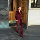  MQTIME  -  Elegant Velvet Women's Blazer Trouser Suit Lapel Single-Breasted Slim Lady Set 2026 Winter Spring Chic 2 Pieces Set Women New
