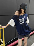 MQTIME  -   Streetwear Y2k Graphic T Shirts Women Oversized Vintage Off Shoulder Tees Harajuku Letter Printed Short Sleeve Tops