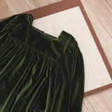  MQTIME  -  Girls Velvet Dress With Gorgeous Sleeves Chic Sapphire Blue Christmas Party Vintage Dresses Children's Autumn Clothes