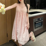 MQTIME  -  Loose Nightwear Suspender Nightdress Home Sleeveless Design Suitable For Home Suitable For Hotel All Seasons Wear