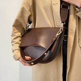 Mqtime Korean Version Vintage Women Shoulder Bag  New Trend Fashion Broadband Handbag Light Luxury Texture Premium Crossbody Bag