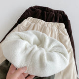 MQTIME  -  Winter New Children Warm Pants Solid Boys Girls Plus Velvet Thick Harem Pants Baby Fleece Corduroy Trousers Kids Clothes