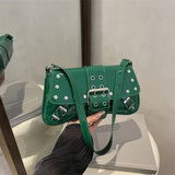 MQTIME  -  Retro Korean Y2K Harajuku Style Niche Rivets Underarm Bag Tote Bags Lipstick Wallet Storage Bag Women's Bags Purses Handbags