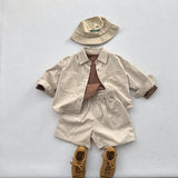  MQTIME  -  Autumn New Children Long Sleeve Shirts Cotton Girls Vintage Solid Coat Fashion Boys Casual Lapel Shirts Kids Clothes