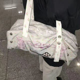MQTIME  -  Large Capacity Bag Women's Handheld Fitness Bag Short Trip Luggage Bag Universal Airplane Bag Nylon Embroidered Shoulder Bag